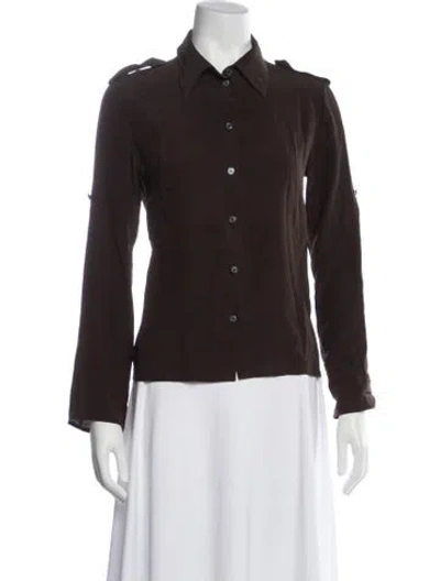 Pre-owned Celine Vintage Late 1990's - Early 2000's Blouse In Brown
