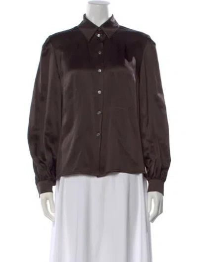 Pre-owned Celine Vintage Late 1990's - Early 2000's Button-up Top In Brown
