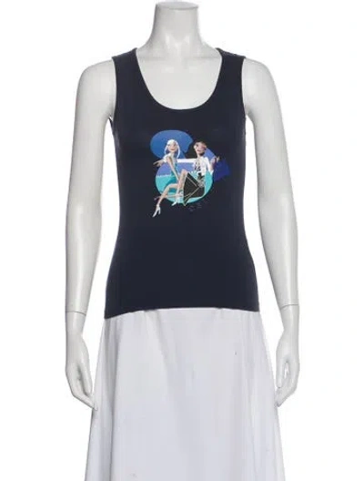 Pre-owned Celine Vintage Late 1990's - Early 2000's Top In Blue