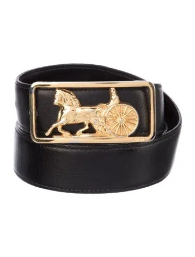 Pre-owned Celine Vintage Leather Belt Kit In Black