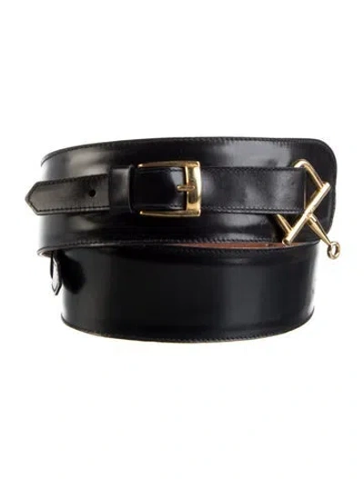 Pre-owned Celine Vintage Leather Belt Kit In Black