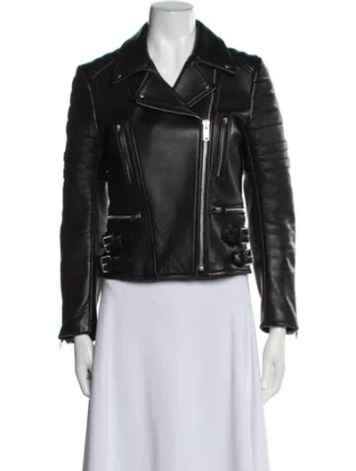 Pre-owned Celine Vintage Leather Biker Jacket In Black
