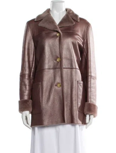 Pre-owned Celine Vintage Leather Coat In Purple