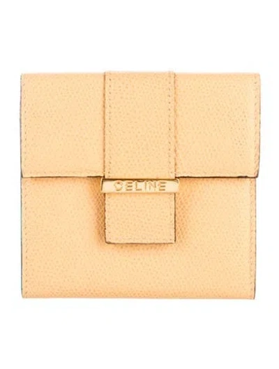 Pre-owned Celine Vintage Leather Compact Wallet In Yellow