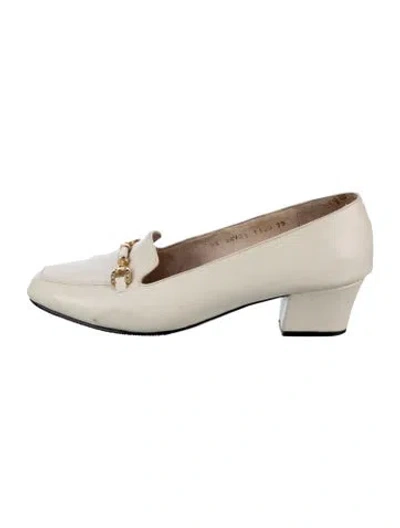 Pre-owned Celine Vintage Leather Pumps In Neutrals/white