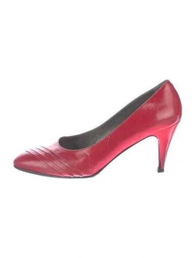 Pre-owned Celine Vintage Leather Pumps In Red