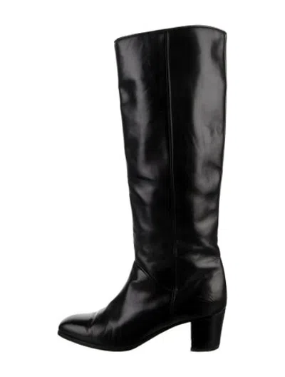 Pre-owned Celine Vintage Leather Riding Boots In Black