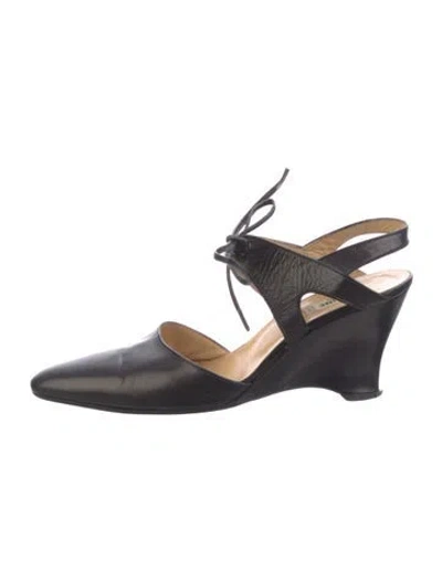 Pre-owned Celine Vintage Leather Slingback Pumps In Black