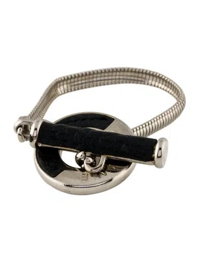 Pre-owned Celine Vintage Leather Toggle Bracelet, 6.5" In Black