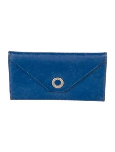 Pre-owned Celine Vintage Leather Wallet In Blue