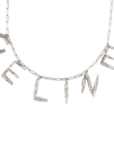 Pre-owned Celine Vintage Letter Link Collar Necklace, 17.25" In Multi