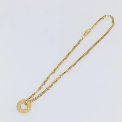 Pre-owned Celine Vintage Logo Circle Pendant Metal Gold Metal Necklace Jewelry ()