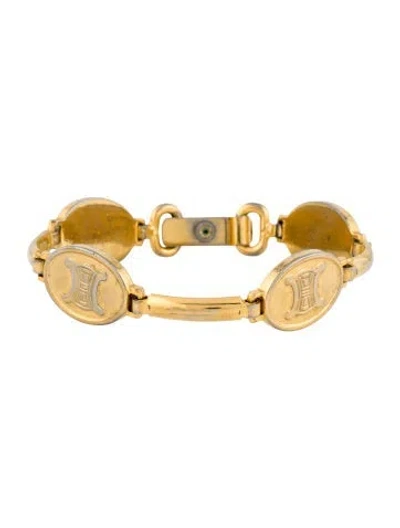 Pre-owned Celine Vintage Logo Link Bracelet, 7.75" In Multi