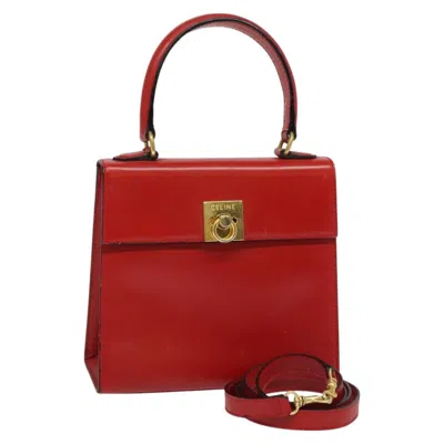 Pre-owned Celine Vintage Logo Top Handle Bag Leather Red Leather Bag ()