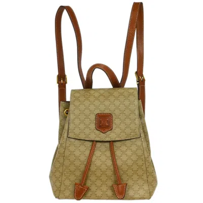 Pre-owned Celine Vintage Macadam Backpack Canvas And Leather Beige Canvas Backpack Bag () In Sand