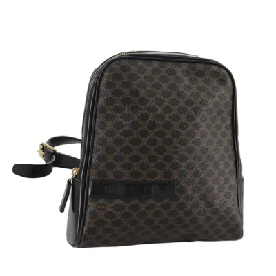 Pre-owned Celine Vintage Macadam Backpack Canvas And Leather Black Canvas Backpack Bag ()
