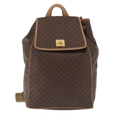 Pre-owned Celine Vintage Macadam Backpack Canvas And Leather Brown Canvas Backpack Bag ()