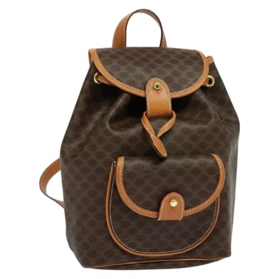 Pre-owned Celine Vintage Macadam Backpack Canvas And Leather Brown Pvc Backpack Bag ()