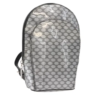 Pre-owned Celine Vintage Macadam Backpack Canvas And Leather Silver Pvc Backpack Bag ()