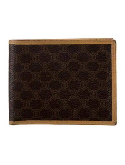 Pre-owned Celine Vintage Macadam Bifold Wallet In Brown
