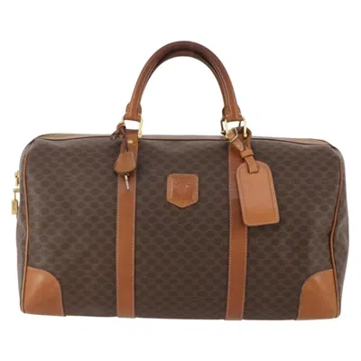 Pre-owned Celine Vintage Macadam Boston Bag Canvas And Leather Brown Canvas Travel Bag Bag ()