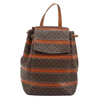 Pre-owned Celine Vintage Macadam Canvas And Leather Brown Canvas Backpack Bag ()