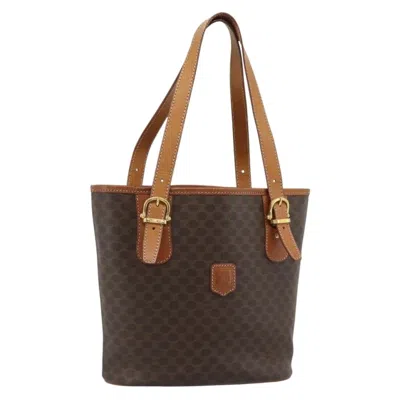 Pre-owned Celine Vintage Macadam Canvas And Leather Brown Canvas Tote Bag Bag ()