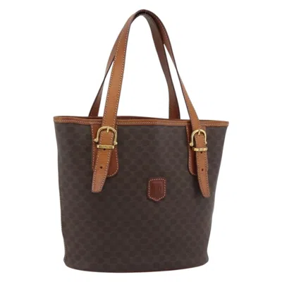 Pre-owned Celine Vintage Macadam Canvas And Leather Brown Canvas Tote Bag Bag ()