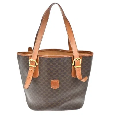 Pre-owned Celine Vintage Macadam Canvas And Leather Brown Canvas Tote Bag Bag ()