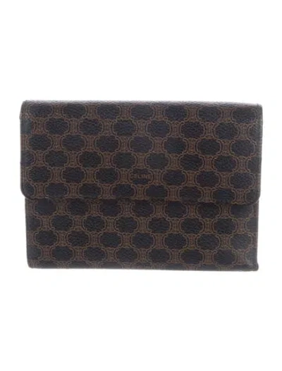 Pre-owned Celine Vintage Macadam Compact Wallet In Black