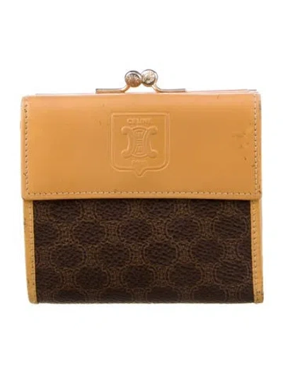 Pre-owned Celine Vintage Macadam Compact Wallet In Brown