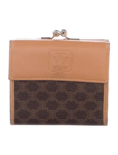 Pre-owned Celine Vintage Macadam Compact Wallet In Brown