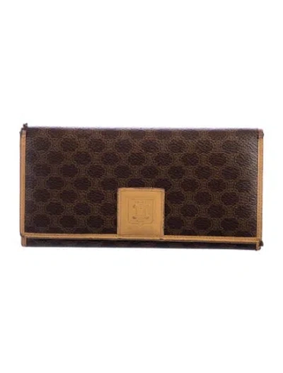 Pre-owned Celine Vintage Macadam Continental Wallet In Brown
