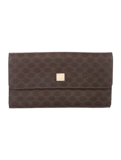 Pre-owned Celine Vintage Macadam Continental Wallet In Brown
