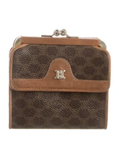 Pre-owned Celine Vintage Macadam French Purse In Brown