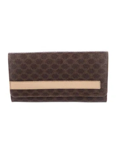 Pre-owned Celine Vintage Macadam Long Wallet Bifold Wallet In Brown