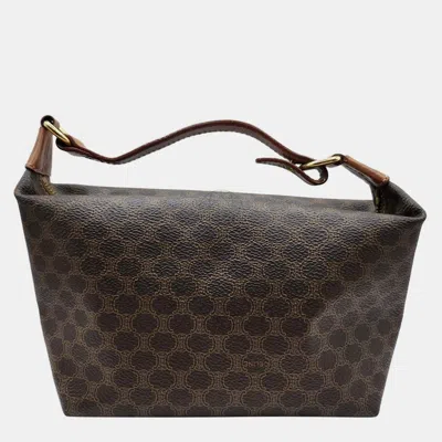 Pre-owned Celine Vintage Macadam Mini Pochette Handbag In Black