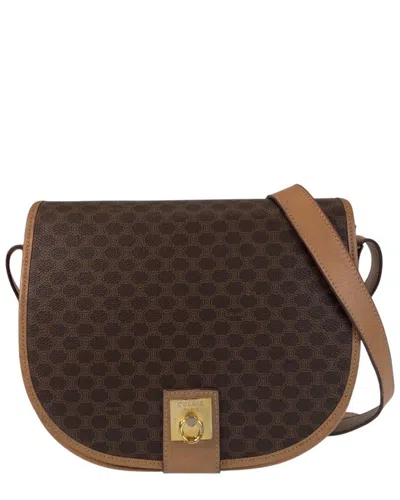 Celine Vintage Macadam Pvc Leather Shoulder Bag (authentic Pre-loved) In Brown