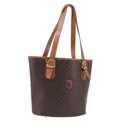 Pre-owned Celine Vintage Macadam Shopper Coated Canvas Brown Canvas Tote Bag Bag ()