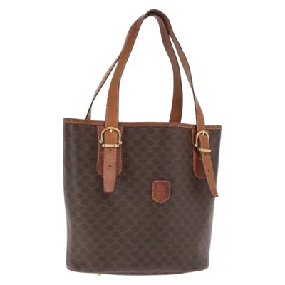 Pre-owned Celine Vintage Macadam Shopper Coated Canvas Brown Canvas Tote Bag Bag ()