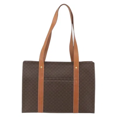 Pre-owned Celine Vintage Macadam Shopper Tote Canvas And Leather Brown Canvas Tote Bag Bag ()