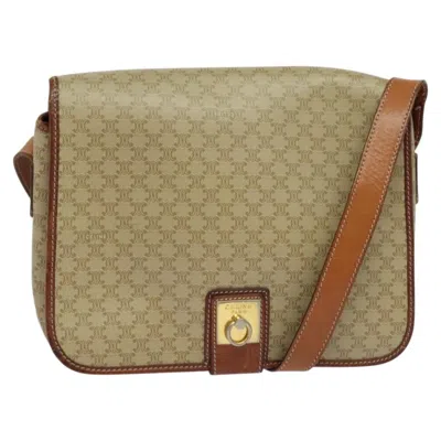 Pre-owned Celine Vintage Macadam Shoulder Bag Canvas And Leather Beige Canvas Shoulder Bag Bag () In Sand
