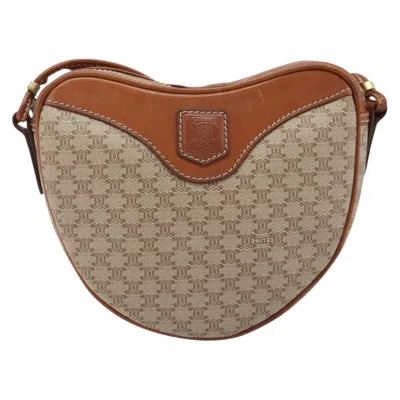 Pre-owned Celine Vintage Macadam Shoulder Bag Canvas And Leather Beige Canvas Shoulder Bag Bag () In Sand