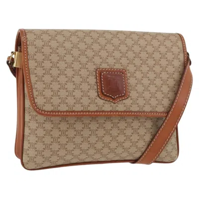 Pre-owned Celine Vintage Macadam Shoulder Bag Canvas And Leather Beige Canvas Shoulder Bag Bag () In Sand