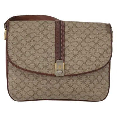 Pre-owned Celine Vintage Macadam Shoulder Bag Canvas And Leather Beige Canvas Shoulder Bag Bag () In Sand