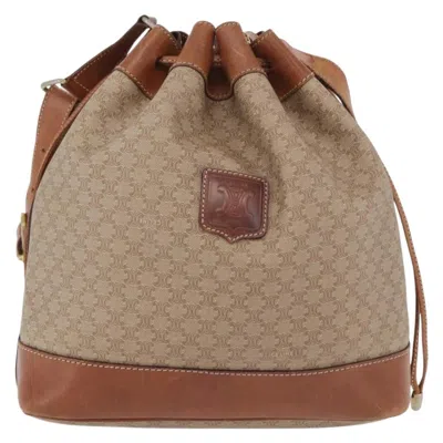 Pre-owned Celine Vintage Macadam Shoulder Bag Canvas And Leather Beige Canvas Shoulder Bag Bag () In Sand