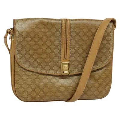 Pre-owned Celine Vintage Macadam Shoulder Bag Canvas And Leather Beige Canvas Shoulder Bag Bag () In Sand