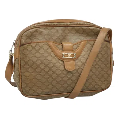 Pre-owned Celine Vintage Macadam Shoulder Bag Canvas And Leather Beige Canvas Shoulder Bag Bag () In Sand