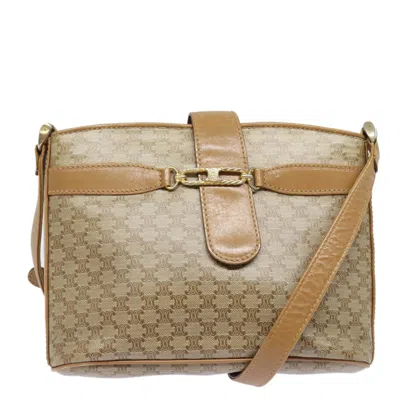 Pre-owned Celine Vintage Macadam Shoulder Bag Canvas And Leather Beige Canvas Shoulder Bag Bag () In Sand