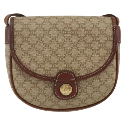 Pre-owned Celine Vintage Macadam Shoulder Bag Canvas And Leather Beige Pvc Shoulder Bag Bag () In Sand